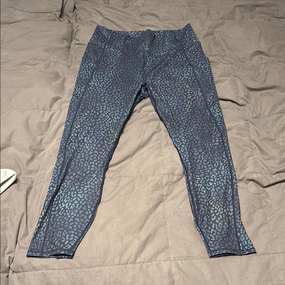 Fabletics Blue Leopard Print Leggings